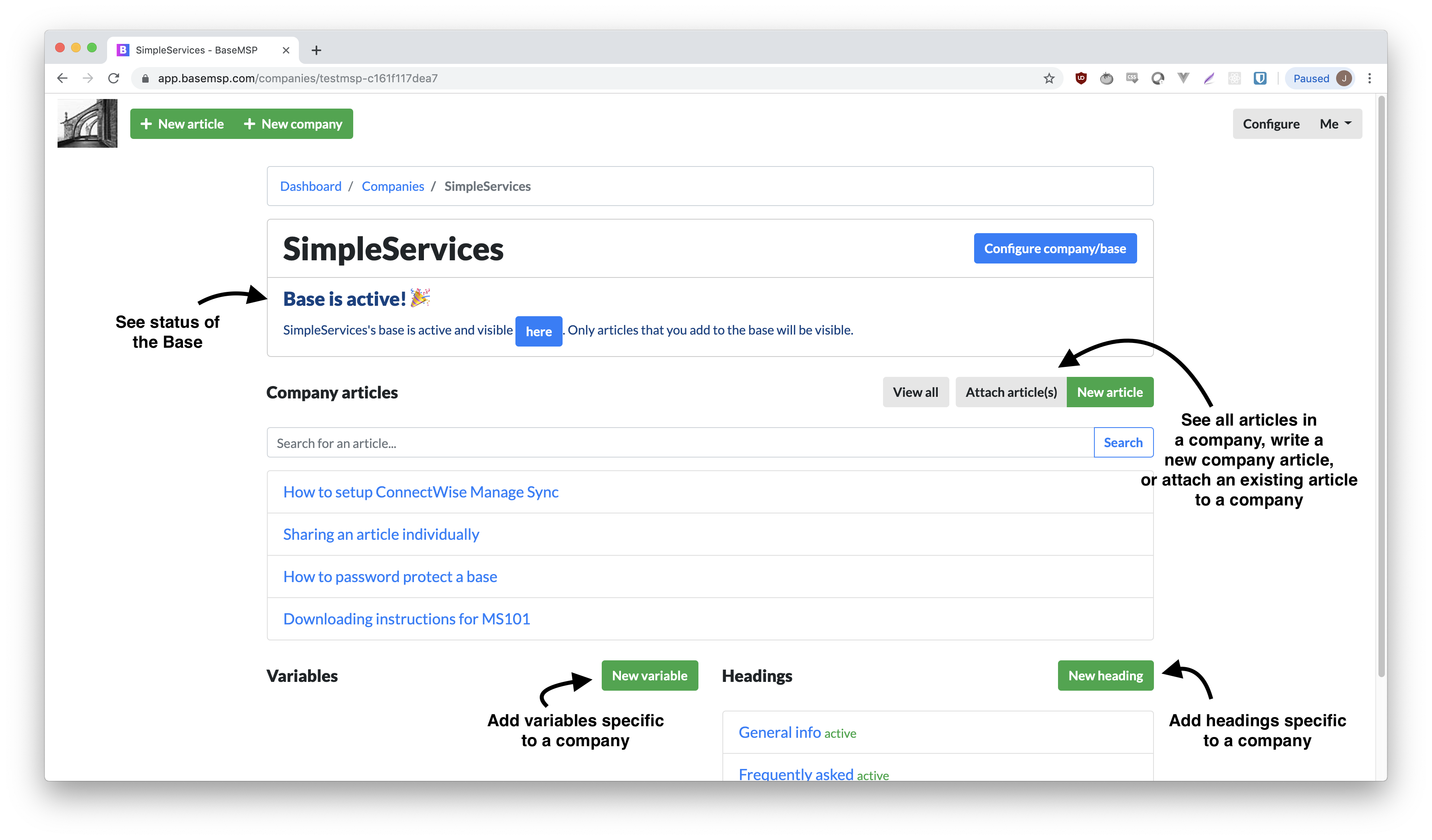 A screenshot of the company page